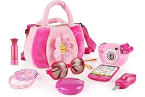 SainSmart Jr. Toddler Purse My First Purse with Pretend Play Set for Princess 9 PCS, Pink