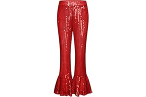 GRACE KARIN Girls Sequin Pants Sparke Trouser Glitter Dance Bell Bottoms 5-14