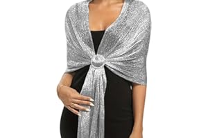 Sparkling Metallic Shawls and Wraps with Buckle for Women Shawl Evening Wedding Party