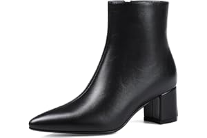 Abbleet Women's Ankle Boots Pointed Toe Chunky Block Heel Short Boots for Women Low Heeled Booties