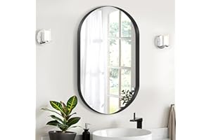 sogesfurniture 34"X21" Bathroom Mirror Cabinet, Oval Recessed Medicine Cabinet, Vanity Cabinet with Mirror & Shelves, Modern 