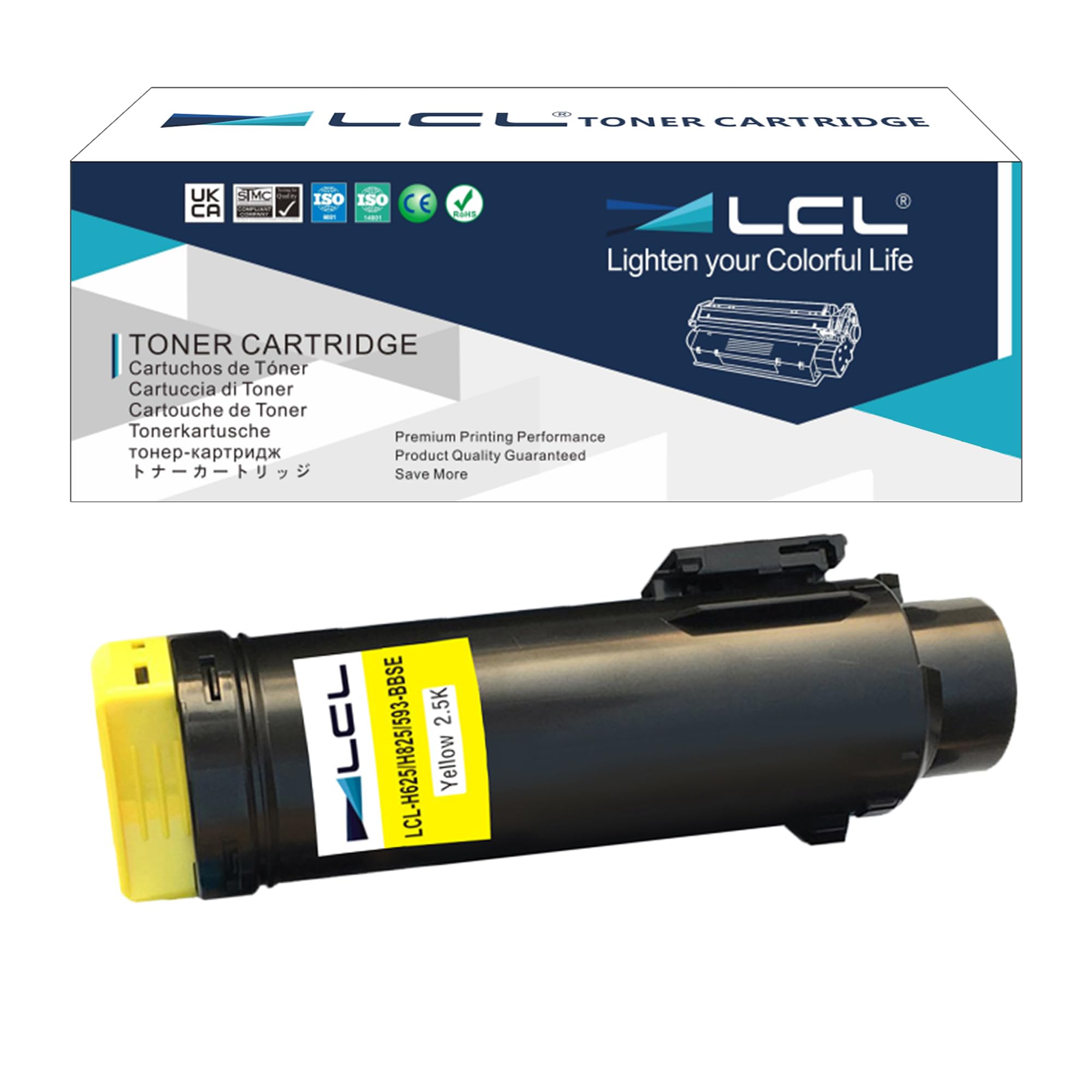 LCL Compatible Toner Cartridge H625 H825 S2825 H625cdw H825cdw S2825cdn 593-BBSE (1 Yellow) Replacement for Dell H625cdw H825cdw S2825cdn S2825
