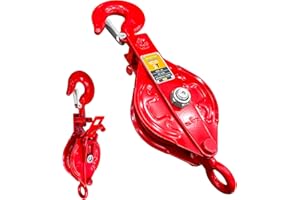 SENKEYFE 1 Ton Snatch Block with Hook, Easy-Open Design Snatch Block, for Wire Ropes Within 1/2" Inch, Snatch Block Pulley for Tow Truck Rollback Wrecker Hauler, Winch Pulley Winch Accessories (1PC)