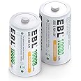 EBL D Size Rechargeable Batteries D Cell 10000mah NiMH Battery, 2 Counts
