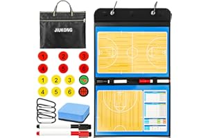 JIUKONG Magnetic Basketball Coaching Board – Portable Dry Erase Whiteboard with Fence Clip, Magnets & Carry Bag, Foldable Basketball Clipboard for Coaches, Ideal Coach Gift