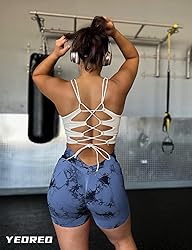 YEOREO Workout Scrunch Shorts Women V Back Gym Butt