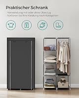 SONGMICS Fabric Wardrobe 6 Shelves Hanging Rail 168 cm Black RYG84H view 3