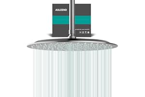 AULEEND 12 Inch Round Shower head, High Flow Stainless Steel Rainfall Shower Head, High Pressure Design (Brushed Nickel, 12)