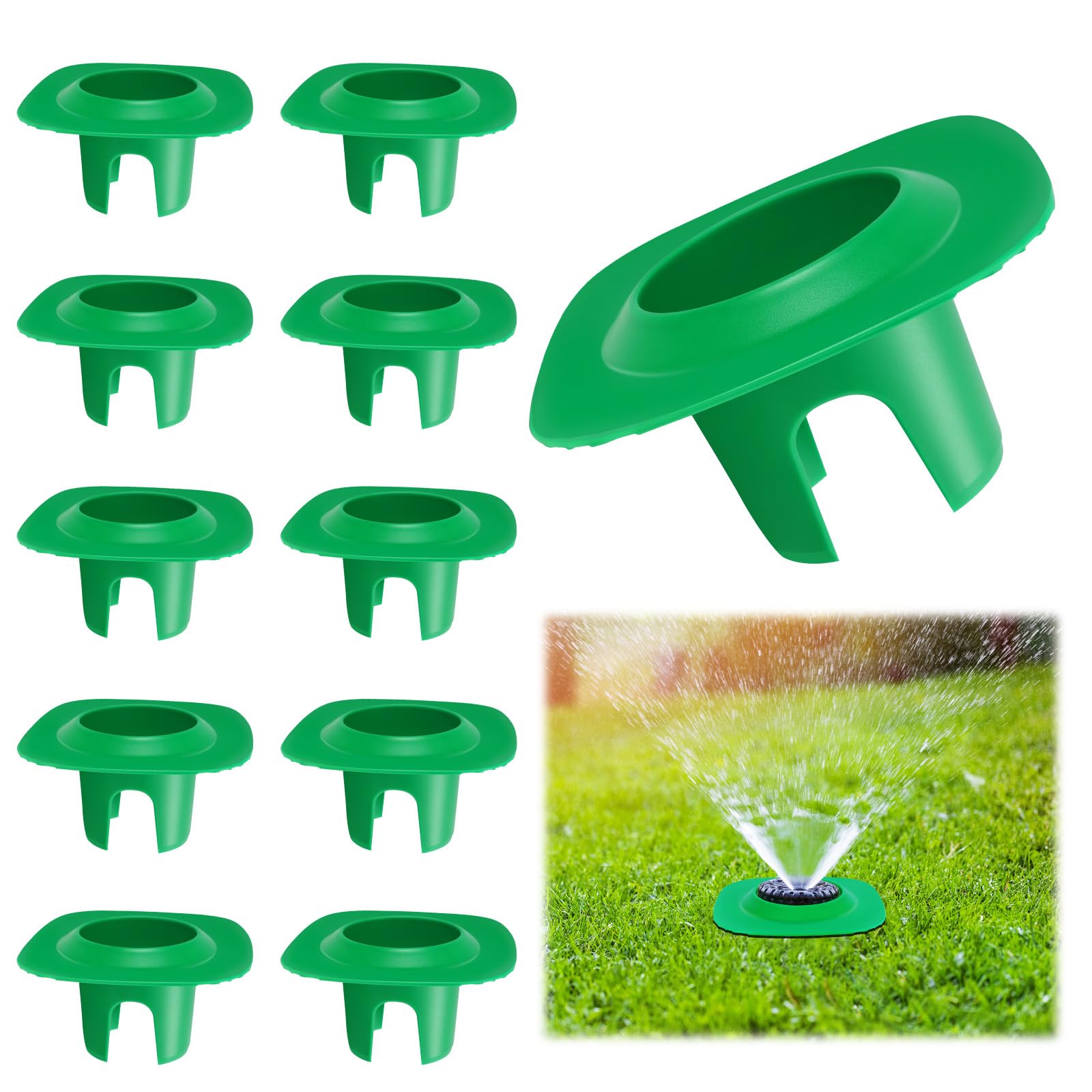 Photo 1 of 10 Pcs Sprinkler Head Protector, Plastic Sprinkler Donut Guards for Lawns, Sprinklers Guards with 2 Grooves for Protects Sprinklers Head and Water Pipe