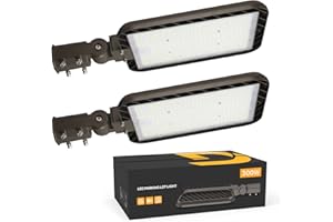 DEMILARE 300W LED Parking Lot Lights 2Pack 45000lm Quick Installation Shoebox Light Slip Fitter Mount Dusk to Dawn Photocell Outdoor Commercial Street Area Lighting for Road, Playing Field, 120-277V