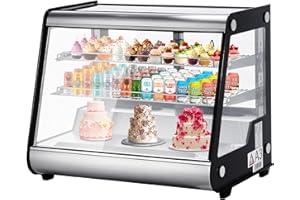 FESTISOUL 5.3 Cu Ft Commercial Dessert Display Refrigerator, 149L Undercounter Beverage Cooler, Glass Door Display with Digital Thermostat, 2 Adjustable Shelves & Auto Defrost for Restaurant, Cafe, Bar, Bakery