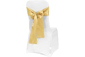 Obstal 10 PCS Satin Chair Sashes Bows for Wedding Reception- Universal Chair Cover Back Tie Supplies for Banquet, Party, Hotel Event Decorations