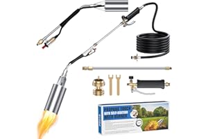 SEVENMEET Weed Torch with Self Igniter, Propane Torch Weed Burner with 11.5FT Hose, Heavy Duty Blow Torch with Flame Control and Turbo Trigger for Weeding, Roof Asphalt, Road Marking