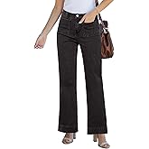 GRAPENT Wide Leg Jeans for Women High Waisted Flare Trendy Stretchy Denim Pants Duo Pockets Trouser Jeans