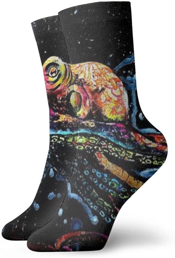 タコの絵ユニセックス面白いスポーツアスレチックソックスクルーソックス快適なカジュアルソックス ソックス 通販 Amazon