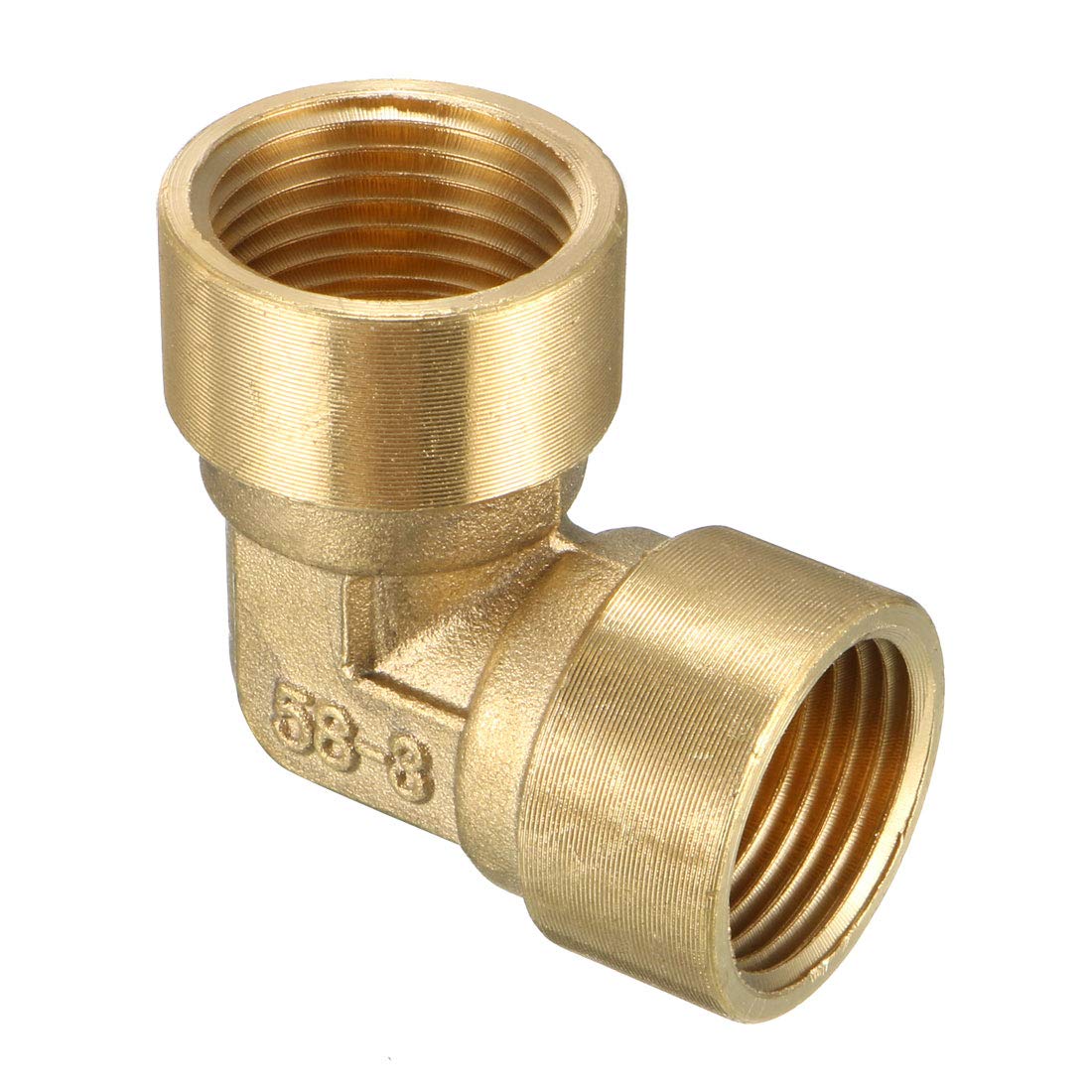sourcing map Brass Elbow Pipe Fitting 90 Degree 3/8 PT Female x 3/8 PT Female Coupling