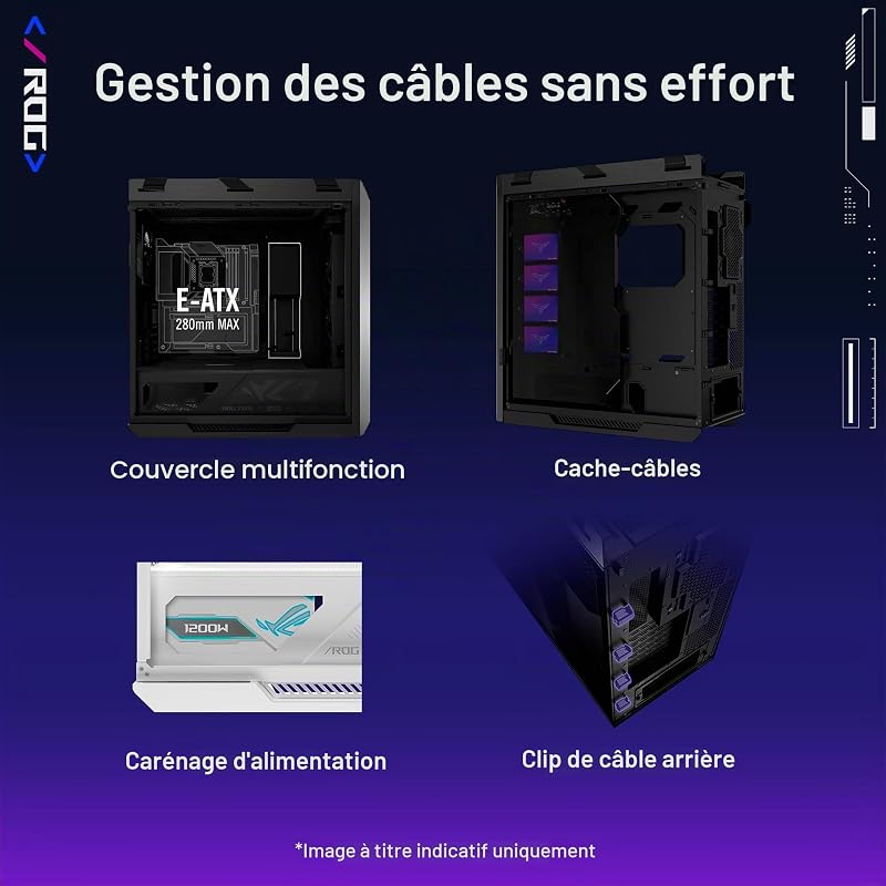 ROG Strix Helios II White Edition – Boîtier Gaming EATX (Panneaux latéraux en Verre trempé Double, Prend en Charge Les Cartes Graphiques jusqu'à 450 mm et radiateurs jusqu'à 420 mm de Long)