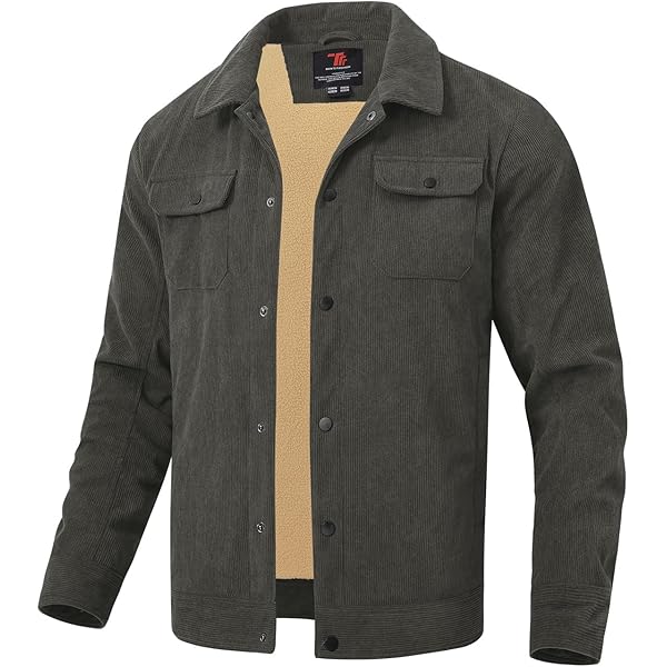 Rdruko Men's Winter Coat Sherpa Lined Corduroy Fleece Jacket Thick