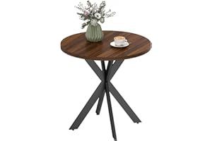 HOMCOM 29" Round Dining Table for 2-4 People, Modern Contemporary Kitchen Table with Steel Legs, Walnut Wood Grain