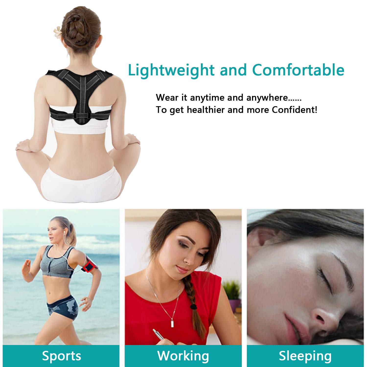 Posture Corrector for Men Women Upper Back Straightener Brace for Clavicle Support Adjustable Shoulder Brace for Posture Correction and Pain Relief from Neck, Back and Shoulder (Black, one Size)