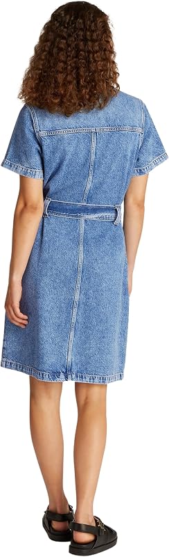 Robe en Denim Femme Knee Belted Ali Manches Courtes, Bleu (Ali), 34 — photo 2 sur 4