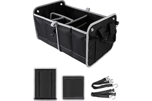 TAHOE TRAILS 23" Foldable Trunk Organizer for Car Storage, Reinfored Base Plates, Non-slip Waterproof Bottom, Securing Straps, 10 External Pockets
