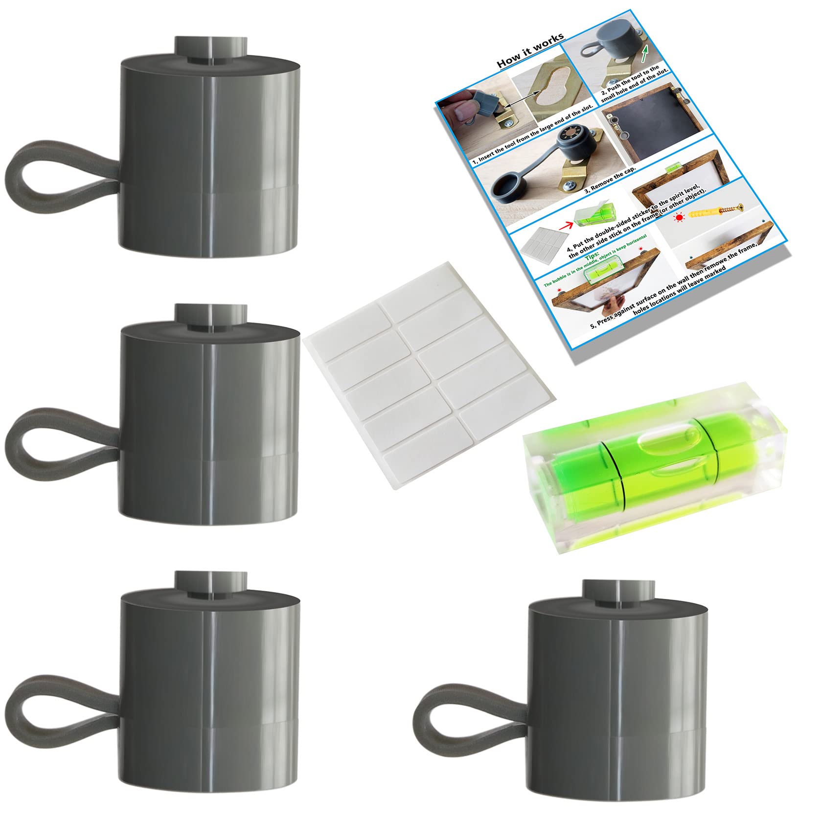 Picture Hanging Fastener Locations Marked and Leveling Tool Kit