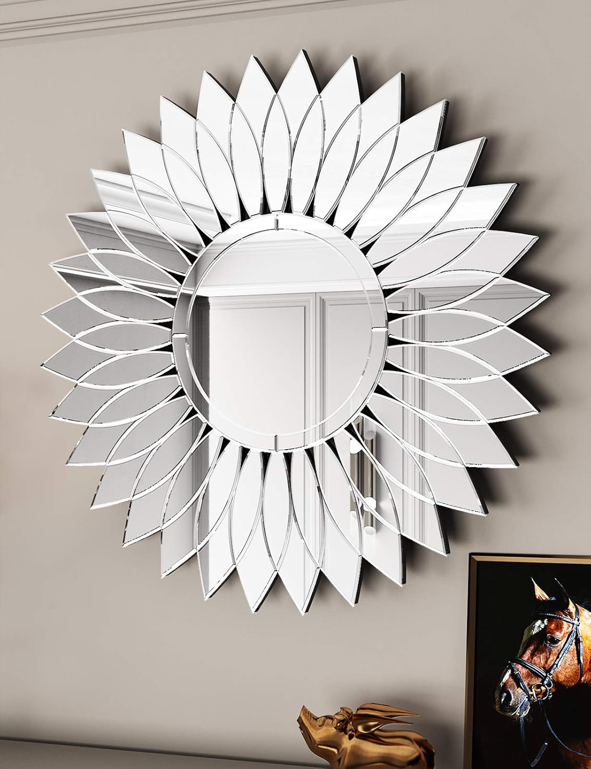 Sunglasses Sunflower Wall Mirror -Sunflower Decorative Wall Mirror 31.5" X 31.5" for Decor Wall Mirror: Furniture & Decor