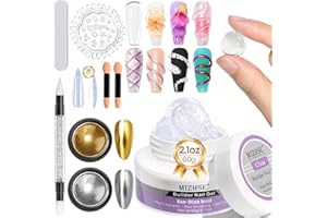 MIZHSE Solid Builder Gel for Nails, 60g Large Capacity, Clear 3D Sculpting, Hard, Non-Sticky Hand Carving UV/LED Extension Gels with 3D Mold for Nail Art Salon Home DIY
