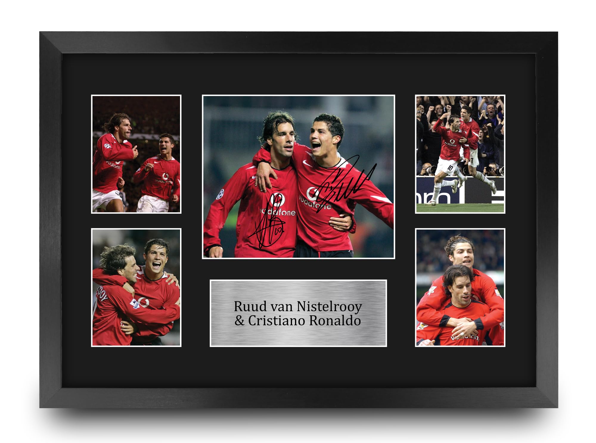 HWC Trading Cristiano Ronaldo & Ruud van Nistelrooy Printed Memorabilia Signed Autograph Photograph Display for Football Fans and Supporters - A3 Framed