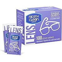 Nice 'n Clean SmudgeGuard Lens Cleaning Wipes (100 Total Wipes) | Pre-Moistened Individually Wrapped Wipes | Non-Scratching &
