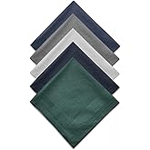 hoeslaw 15.7" Cotton Navy Blue Pocket Squares for Men, Machine Wash Soft Gentlemen Handkerchiefs Hankie for Formal Daily Use