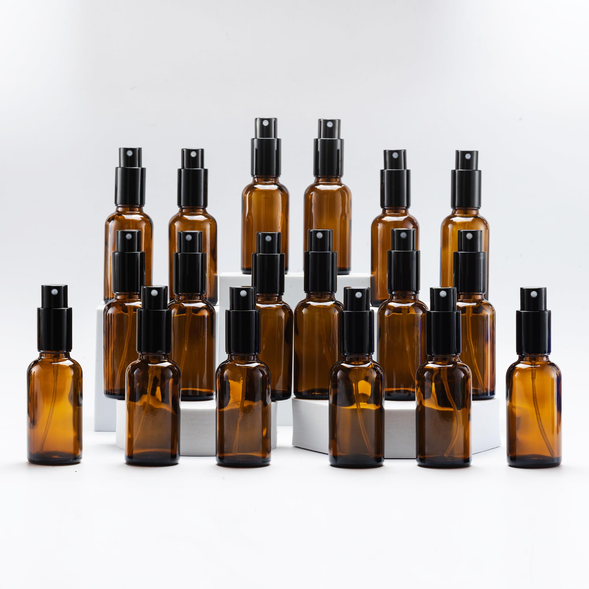 Yizhao 30ml Amber Glass Spray Bottle for Essential Oils, Small Empty Fine Mist Spray Bottle, for Cleaning, Aromatherapy, Cosmetic Sprays, Hair –18 Pcs