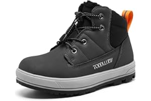 TODDLLUBY Boys Girls Snow Boots Faux Fur Lined Winter Ankle Boots Outdoor Waterproof Slip Resistant Comfortable Cold Weather Boots Little Kid/Big Kid