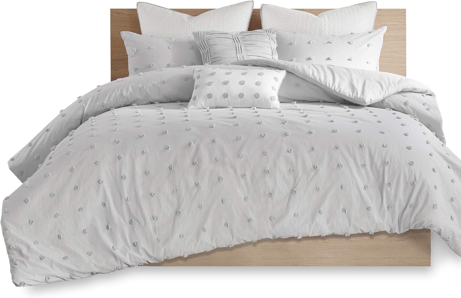 Urban Habitat Brooklyn 5 Pieces Cotton Tufted Jacquard Bedding Comforter Set For Bedroom, Full/Queen(88"x92"), Grey: Home & Kitchen