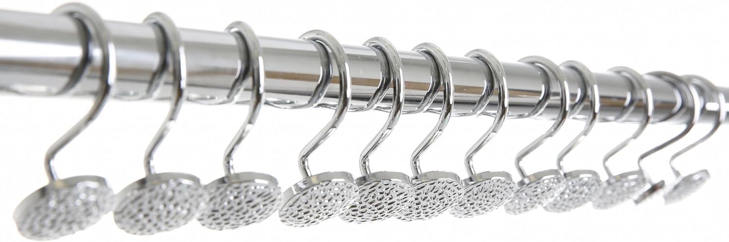 BINO Shower Curtain Hooks - Chrome, Set of 12 Shower Curtain Rings - Shower Hooks for Curtain Shower Rings: Home & Kitchen