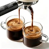 4oz Espresso Cups with Handle and Double Spout 2pcs,Coffee Bar Accessories | Glass Espresso Cup Home Baristas,Espresso Machine Essential,Handled/V-Spout Design,Durable Glass Shot Glasses