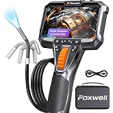 FOXWELL 2-Way 220&deg; Articulating Borescope Camera with Light, 1080P FHD | 0.24in Ultra-Slim Inspection Camera, Industrial Endoscope, IP67 Waterproof, 6 LED, 32GB, for Automotive, Plumbing, HVAC,5.3FT