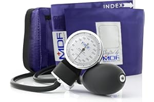 MDF Instruments, Calibra Aneroid Premium Professional Sphygmomanometer, Blood Pressure Monitor with Adult Cuff & Carrying Case, Lifetime Calibration, White Dial, Purple Cuff, MDF808M08