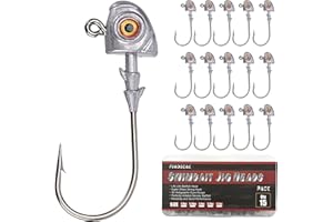 FINOSEAK 3D Eyes Bass Jig Heads for Fishing, 15Pcs Finesse Swimbait Jig Head with Cone Bait Keeper Lifelike Minnow Style Jigheads Saltwater&Freshwater 1/8 3/16 1/4 3/8 1/2oz