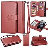 Takfox Wallet Case for iPhone 16E, for iPhone 16E 6.1" Case, PU Leather Credit Card Holder [9 Card Slots] Folio Flip Detachable Magnetic Cover Kickstand & Lanyard for iPhone 16 E /SE4 2025, Wine Red