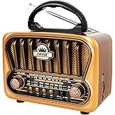 T.TAOMI Portable AM FM Radios, Transistor Shortwave Radio Retro Vintage Radios with Loud Speakers, Support USB Power (Copper)