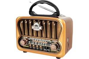 T.TAOMI Portable AM FM Radios, Transistor Shortwave Retro Vintage Radios with Loud Speakers, Support USB Power Or D Battery Bluetooth/TF (Copper)