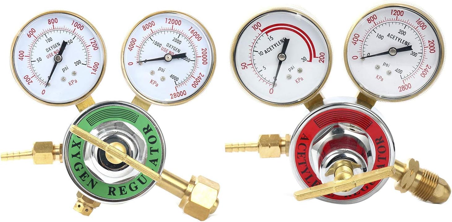 YaeTek Oxygen and Acetylene Regulators Welding Gas Gauges Compatible