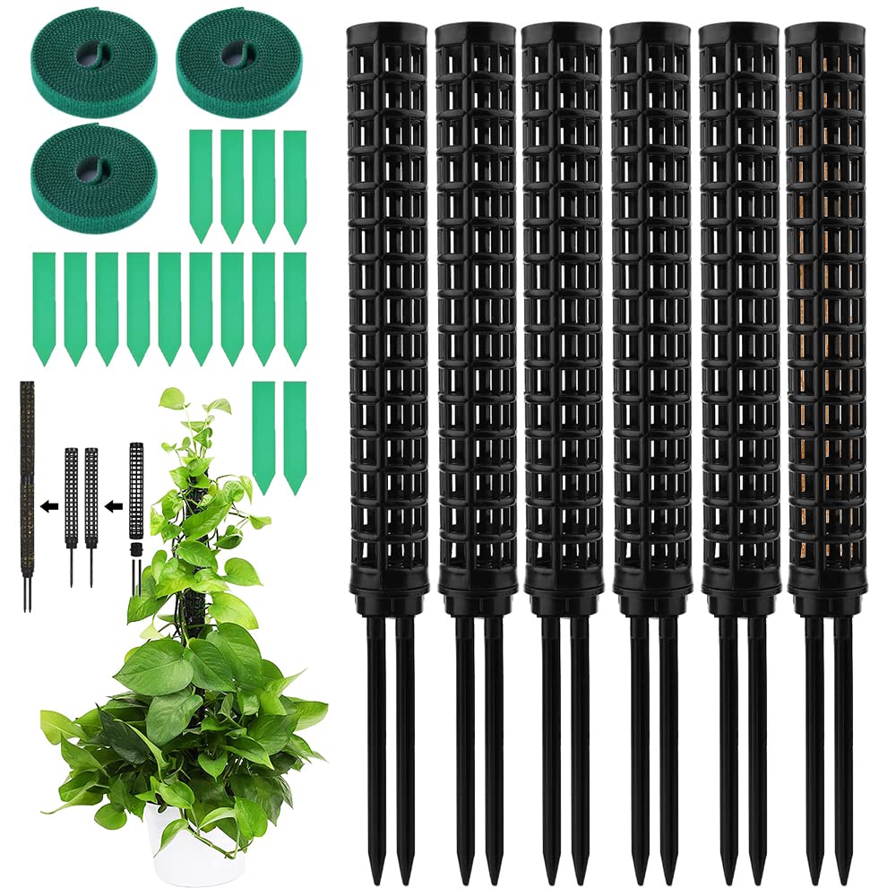 RURIZHONGTIAN Moss Pole, 6 Pieces Plant Stake, Monstera Trellis, Climbing Aid for Indoor Plants, Plastic, Black, Plant Support