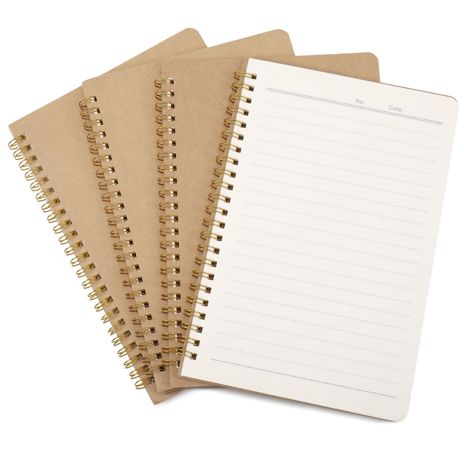 JIANTA 4 Packs Spiral Lined Notepad A5, 100 Pages/ 50 Sheets Kraft Cover Wirebound Notebooks Bulk Journals, Memo Notepads Planner for Business Office School Travel