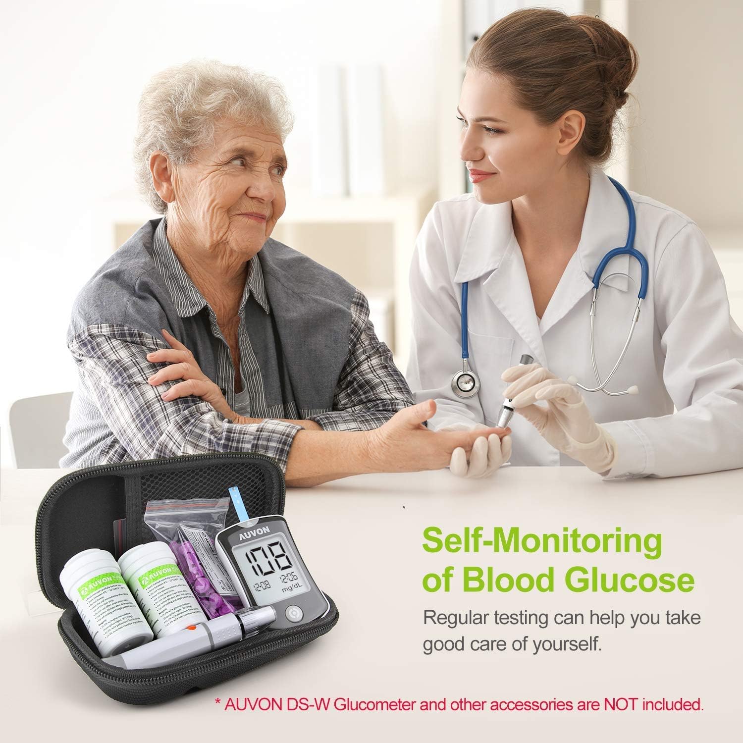 AUVON Blood Glucose Test Strips (150 Count) for use with AUVON DS-W Diabetes Sugar Testing Meter (No Coding Required, 2 Box of 75 Each): Health & Personal Care
