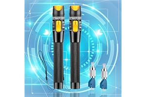 FYBOPTWU - 2pc Fiber Optic Visual Fault Locator VFL Fiber Optic Cable Tester with 2pcs Singlemode 9/125um FC Male to LC Female Adapter, Yellow Switch (Mode Number: VFL-50)