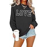 Valentines Sweatshirt Women Love Heart Shirt Cute Love Sweatshirts Valentine Day Lightweight Embroidered Pullover Tops