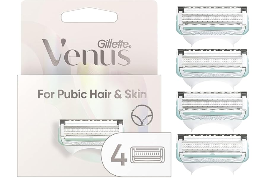 Gillette Venus Intimate Grooming Womens Razor Blade Refills with Bikini Trimmer, 4 Count
